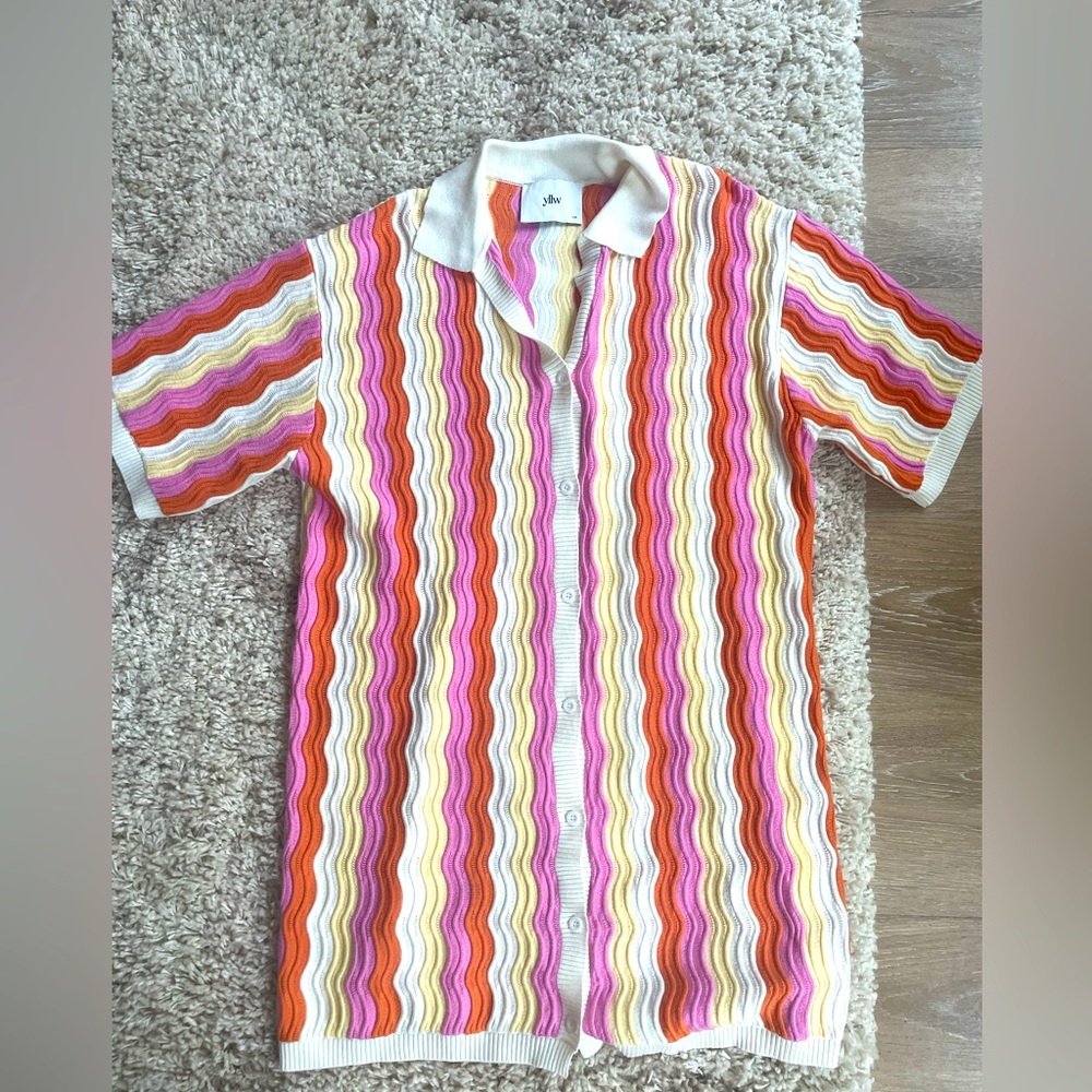YellowTheLabel multi-colored woven collared dress. Worn once. S/M.